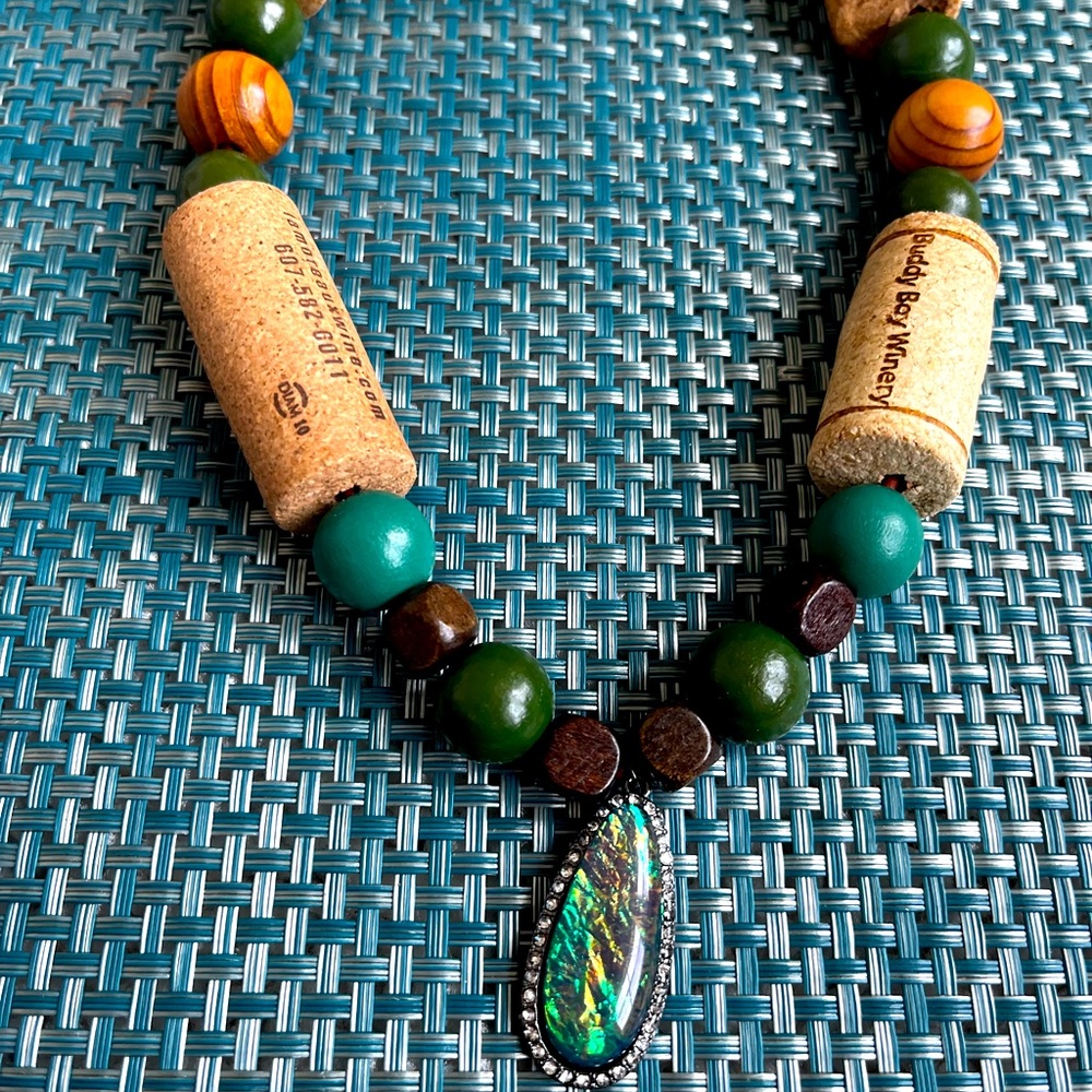 Handmade Cork Beaded Necklace | Wine Necklace